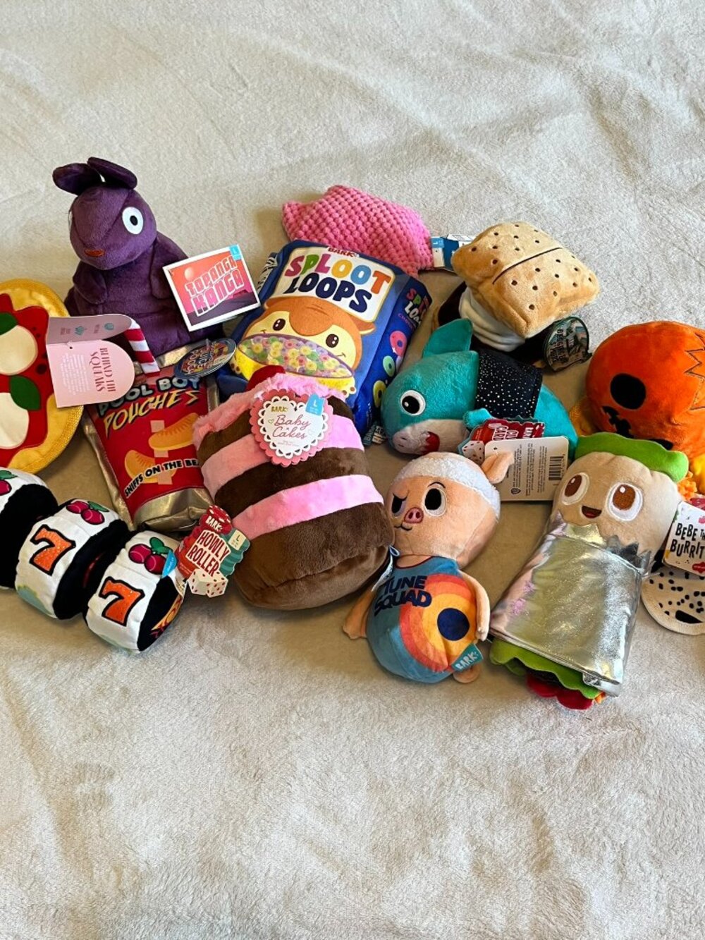 NEW Bundle Dog Toys Lot of 12 Bark Box Large Plush Squeak Crinkle Super Chewer